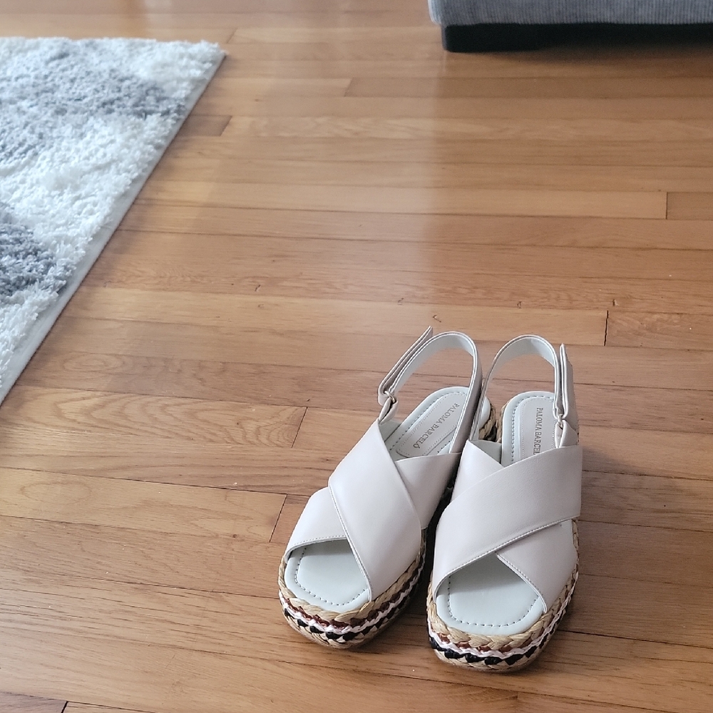 Paloma Barcelo Beige Cross-Strap Espadrilles Anthropology